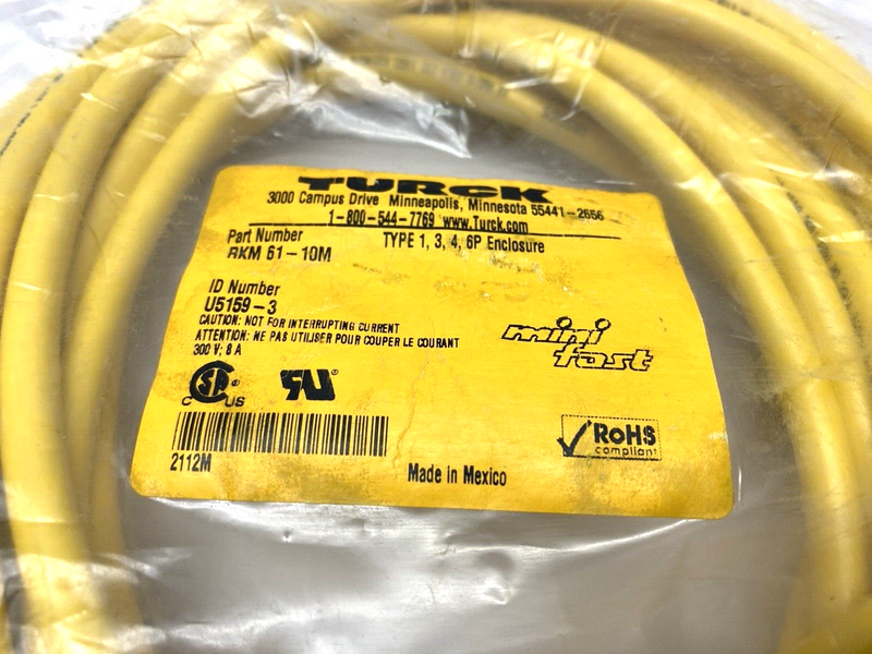 Turck RKM 61-10M MiniFast Cable U5159-3 - Maverick Industrial Sales