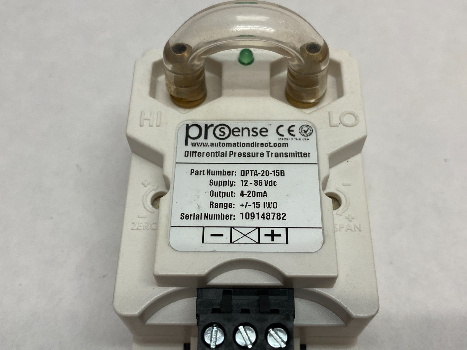 DPTA-20-15B | Automation Direct proSense Differential Pressure Transmitter 4-20mA - New – Open box - Maverick Industrial Sales