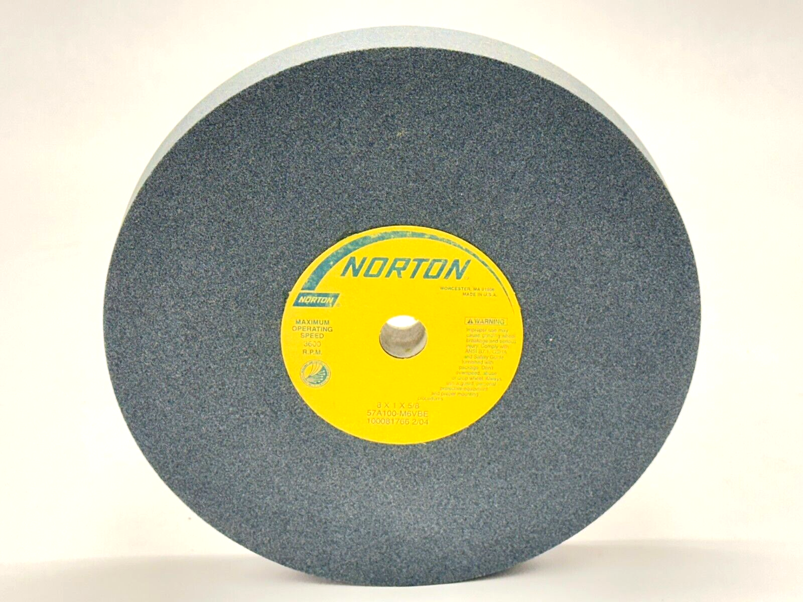 Norton 57A100-M6VBE Grinding Wheel 8" x 1" x 5/8" 3600RPM 100081766 2/04 - Maverick Industrial Sales