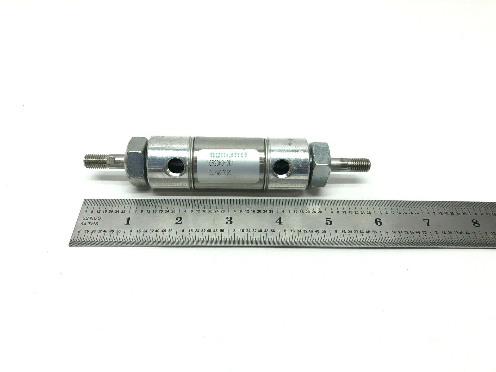 1062DH3 | Numatics -001 Pneumatic Double Rod Air Cylinder, 6" Long, .5" Stroke 1/2" - Used - Maverick Industrial Sales