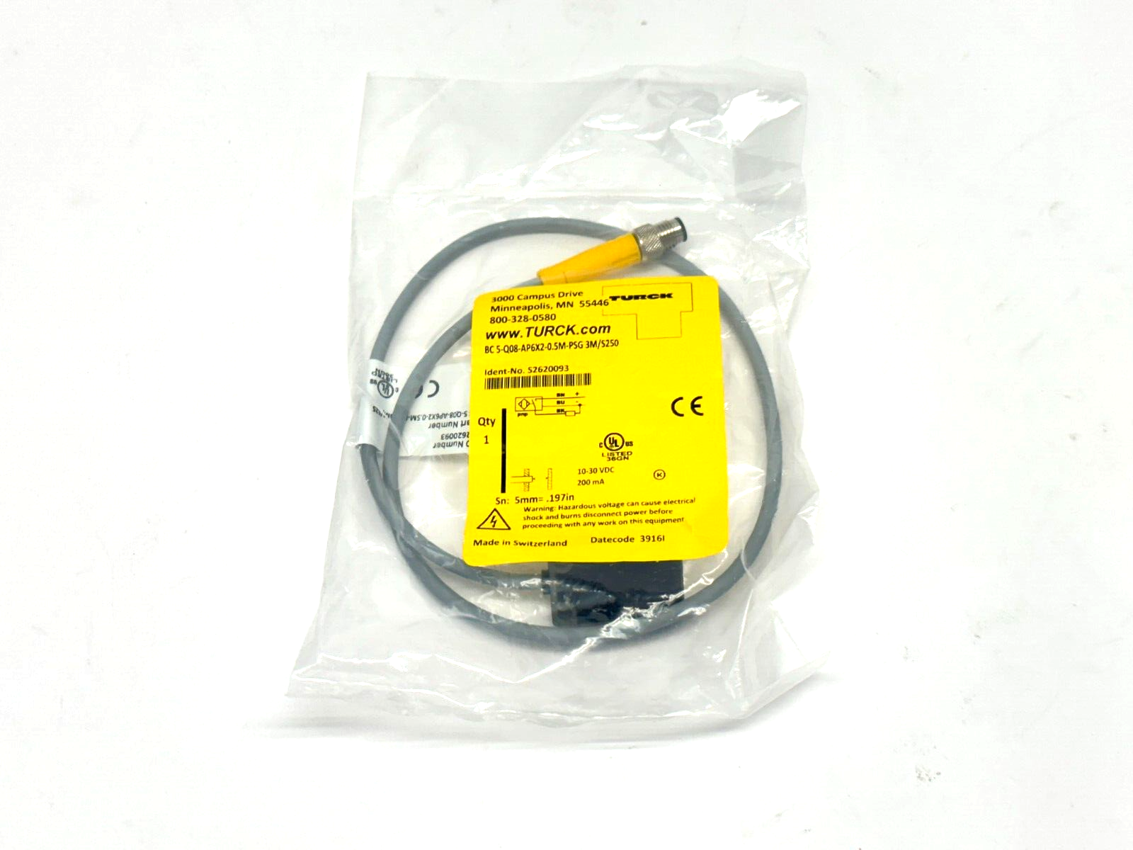Turck BC5-Q08-AP6X2-0.5-PSG3M/S250 Capacitive Proximity Sensor S2620093 - Maverick Industrial Sales