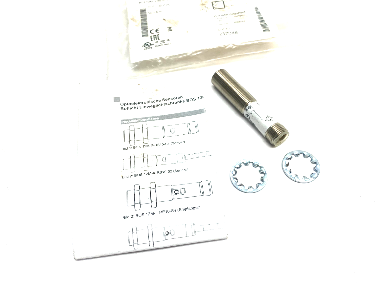 Balluff BOS01TW Cylindrical Through-Beam Photoelectric Sensor BOS 12M-X-RS10-S4 - Maverick Industrial Sales
