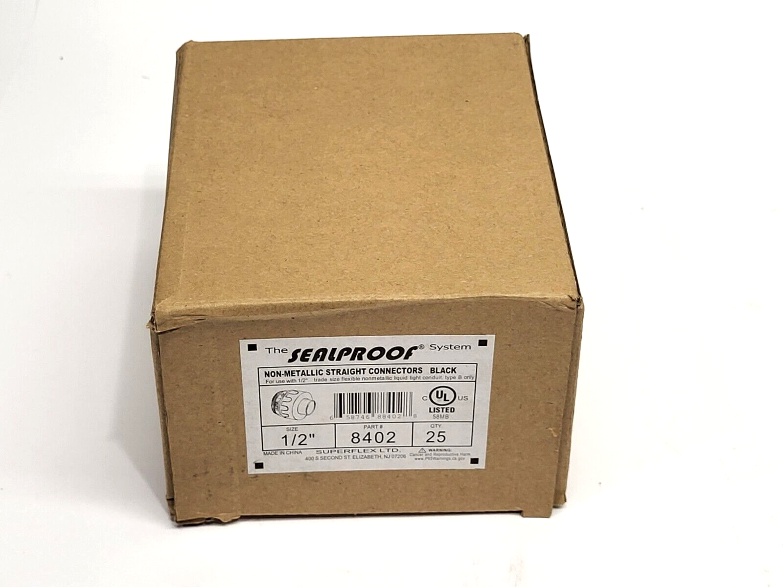 Superflex Sealproof 8402 Non-Metallic Straight Connectors 1/2" PKG OF 18 - Maverick Industrial Sales