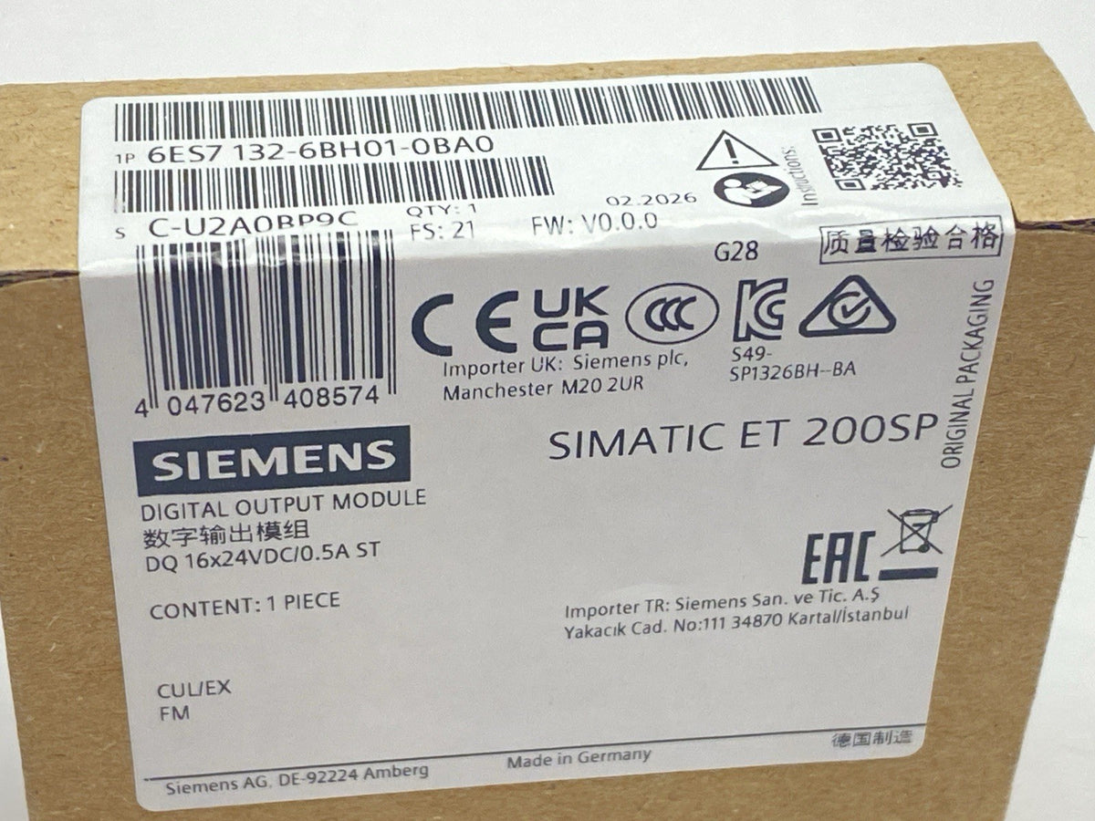 6ES7132-6BH01-0BA0 | Siemens 6ES7 132-6BH01-0BA0 SIMATIC ET 200SP Digital Output Module 24VDC - New - Maverick Industrial Sales