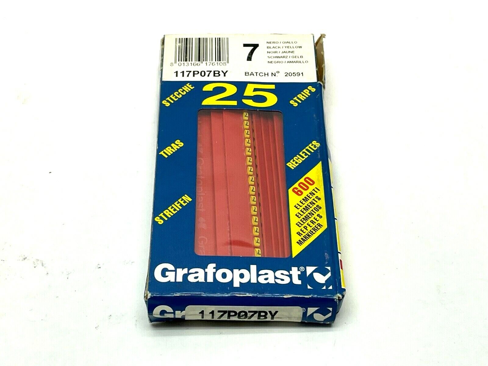 Grafoplast 117P07BY Wiremarker Strips PKG OF 25 - Maverick Industrial Sales