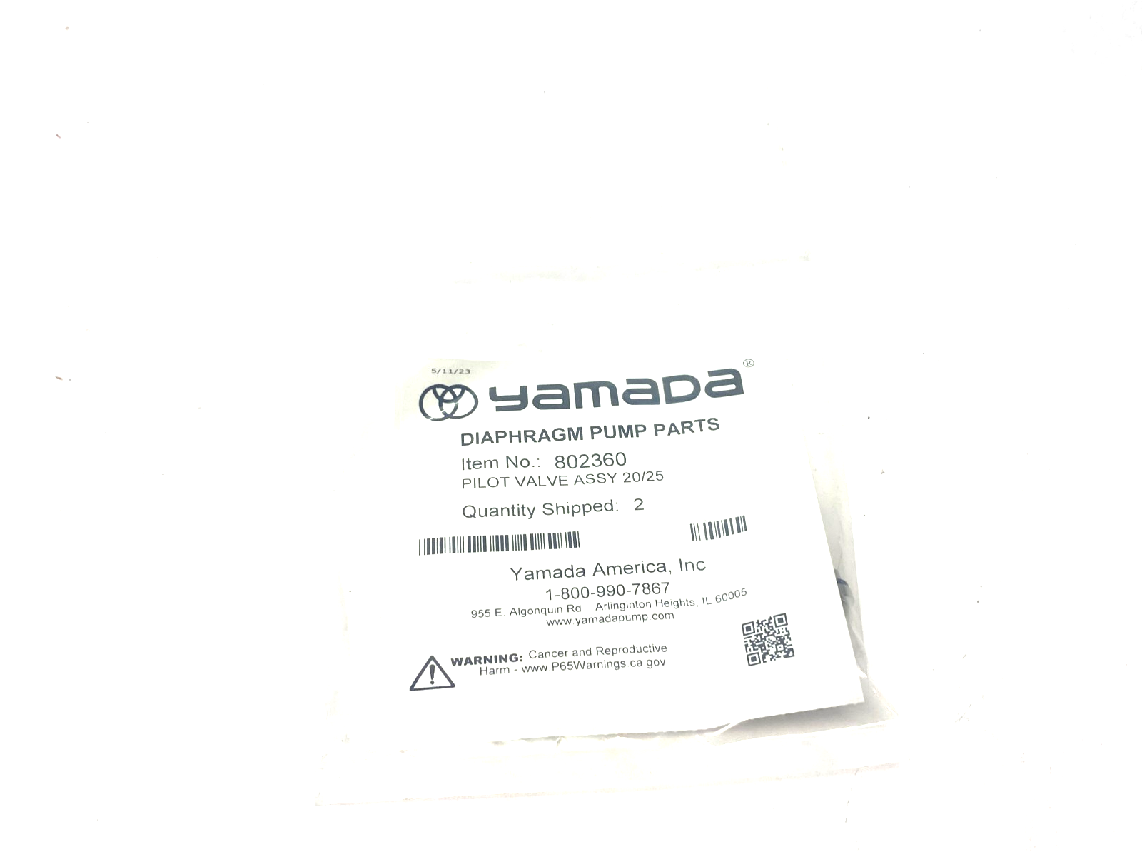 Yamada 802360 Pilot Valve Assembly 20/25 PKG OF 2 - Maverick Industrial Sales
