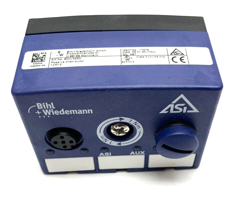 Bihl Wiedemann BWU3493 Passive Distributor 1xM12 Identity No. 17274 - Maverick Industrial Sales