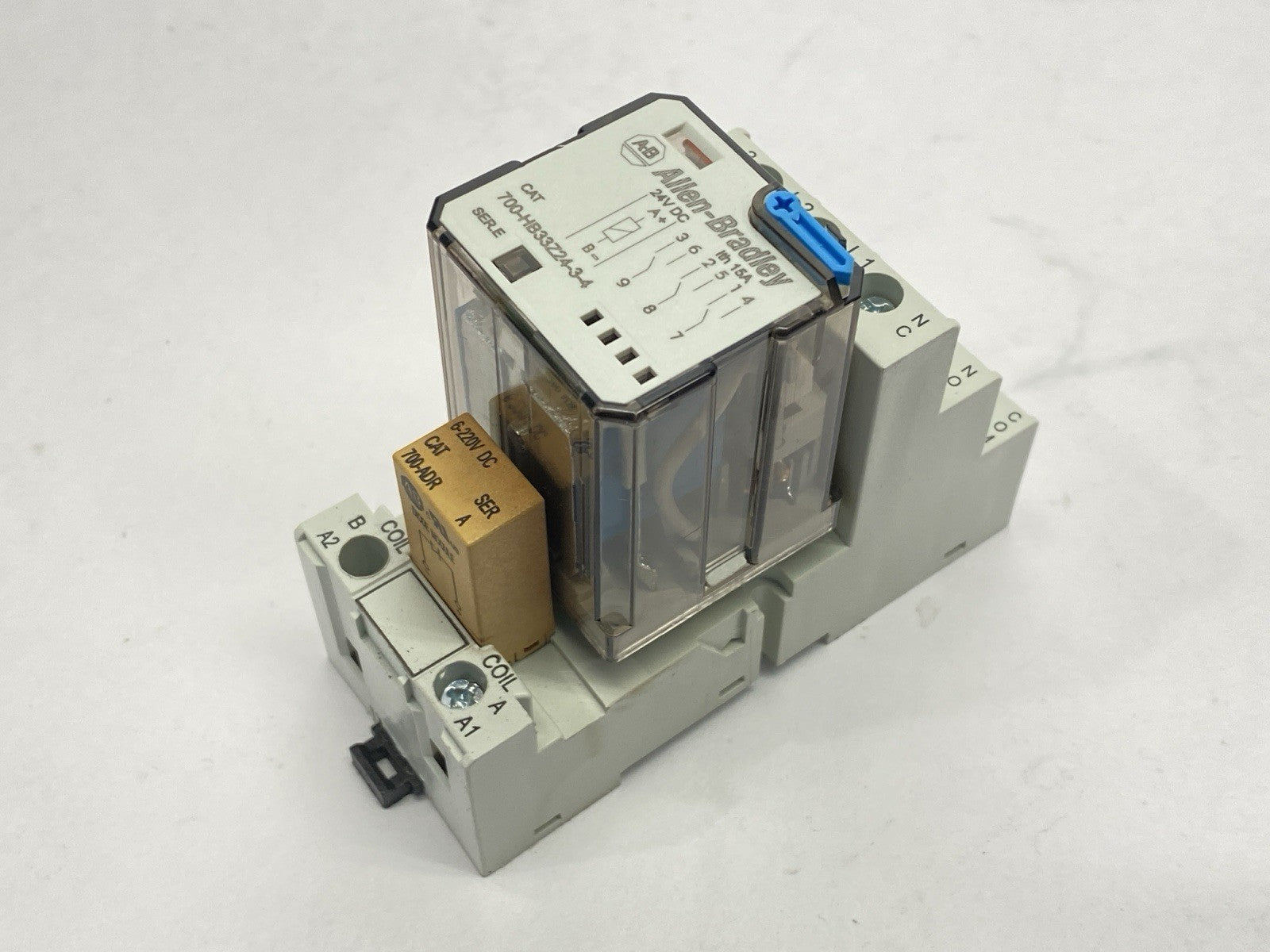 Allen Bradley 700-HB33Z24-3-4 Ser E Relay w/ 700-HN153 Ser B Base 700-ADR Diode - Maverick Industrial Sales