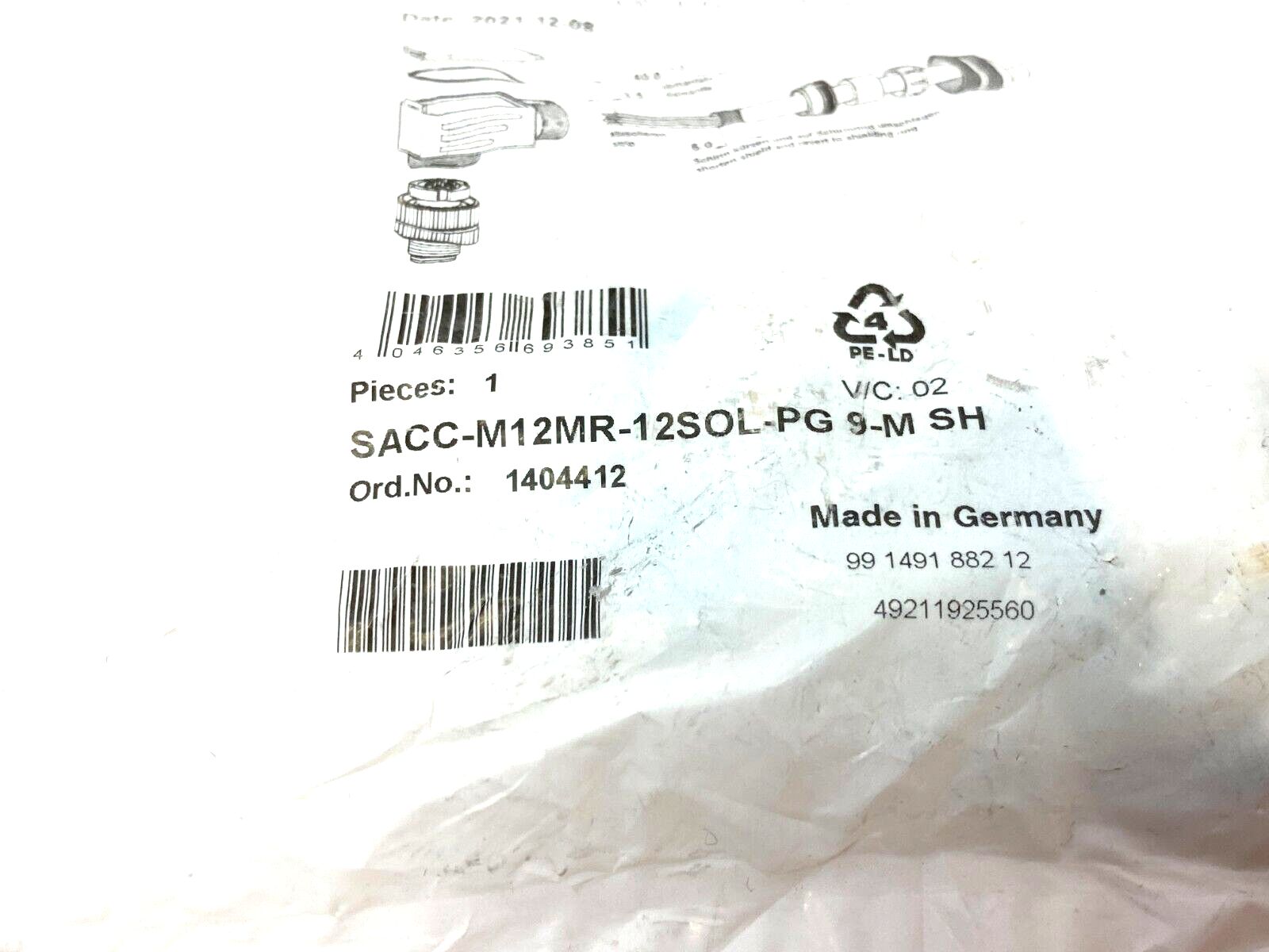 SACC-M12MR-12SOL-PG-9-M SH,1404412 | Phoenix Contact SACC-M12MR-12SOL-PG-9-M SH Angled Plug Connector 12-Pos 1404412 - New - Maverick Industrial Sales