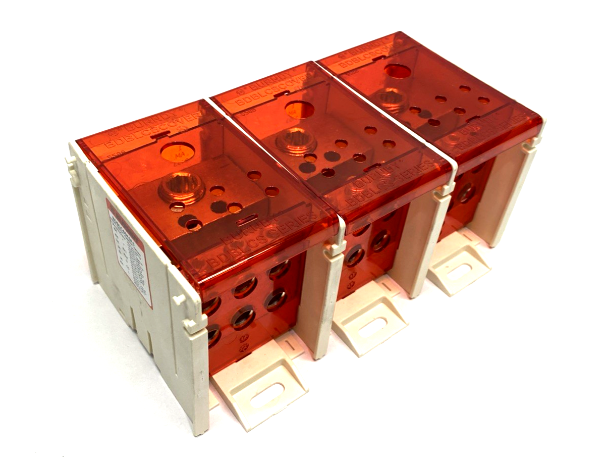 BDBLCS5K3FS | Burndy 3-Pole Finger-Safe Power Distribution Block 600V 310A CU9AL - New – Open box - Maverick Industrial Sales