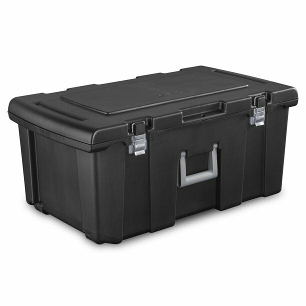 Sterilite 1842 Wheeled Storage Tote Black 31-1/4" x 17-5/8" x 13-7/8" Footlocker - Maverick Industrial Sales