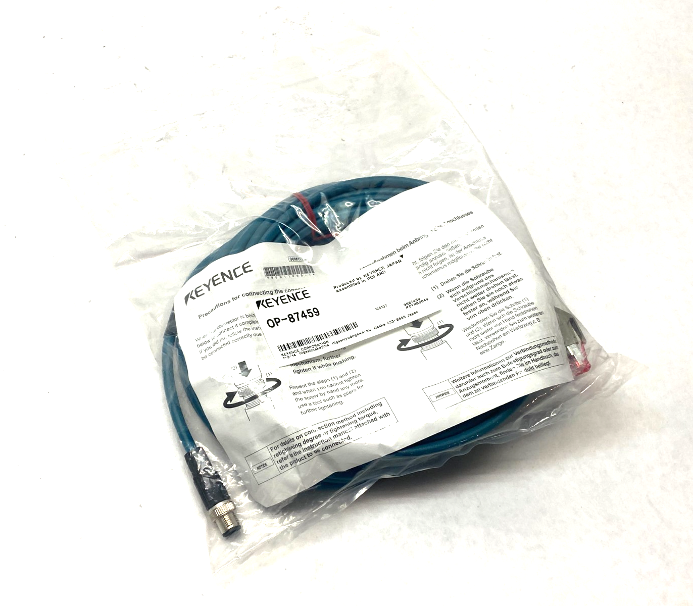 Keyence OP-87459 Ethernet Cable M14 4-Pin to RJ45 10m Length - Maverick Industrial Sales