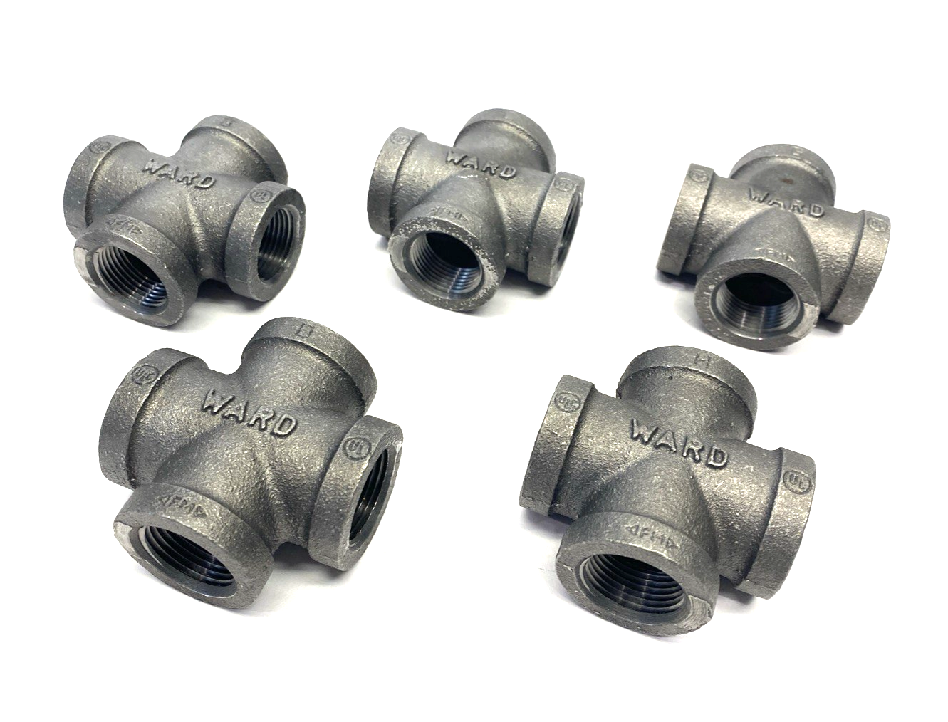 FBCR3/4 | Ward Equal Cross Pipe Fitting 3/4" NPT Female, 150 PSI, Iron LOT OF 5 - New Other - Maverick Industrial Sales