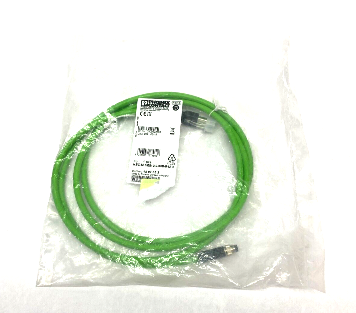 1407353 | Phoenix Contact NBC-M 8MS/ 2,0-93B/R4AC Dbl-Ended Ethernet Network Cable - New - Maverick Industrial Sales