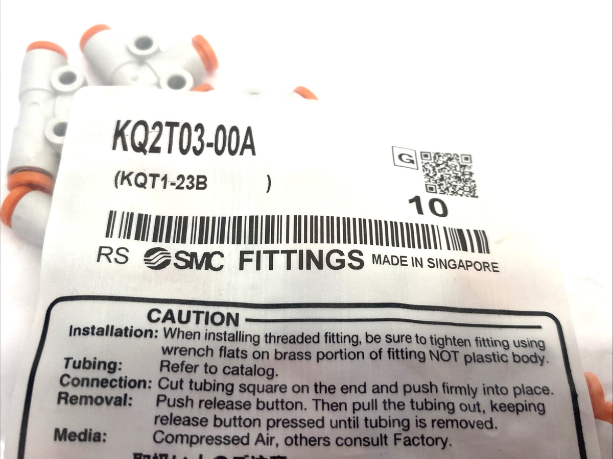 KQ2T03-00A | SMC Pneumatic One-Touch Union Tee Fitting, 5/32" Tube OD, 10-PACK - New - Maverick Industrial Sales