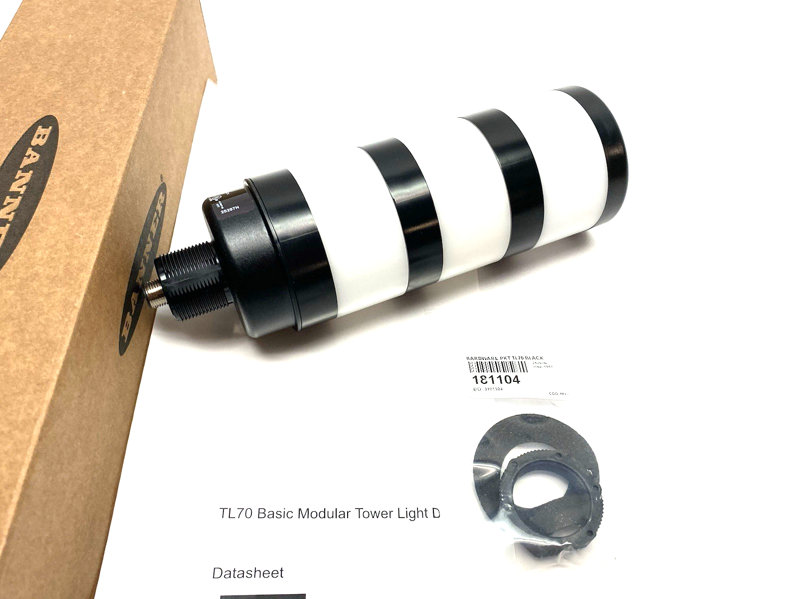 TL70B-GYRQ | Banner 70mm Basic Tower Light, 3-Color Indicator, Black House 814501 - New – Open box - Maverick Industrial Sales