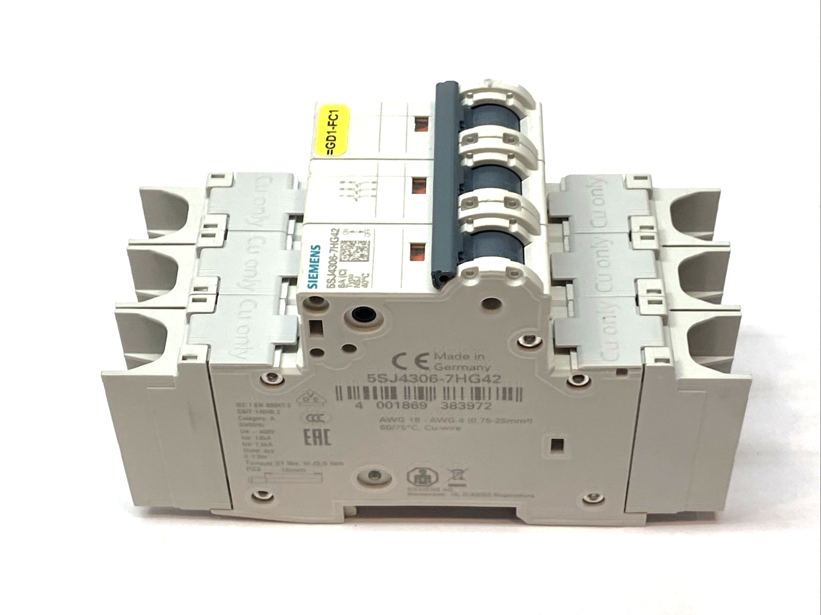 5SJ4306-7HG42 | Siemens Miniature Circuit Breaker 3-Pole Type NSJ 6A - New – Open box - Maverick Industrial Sales