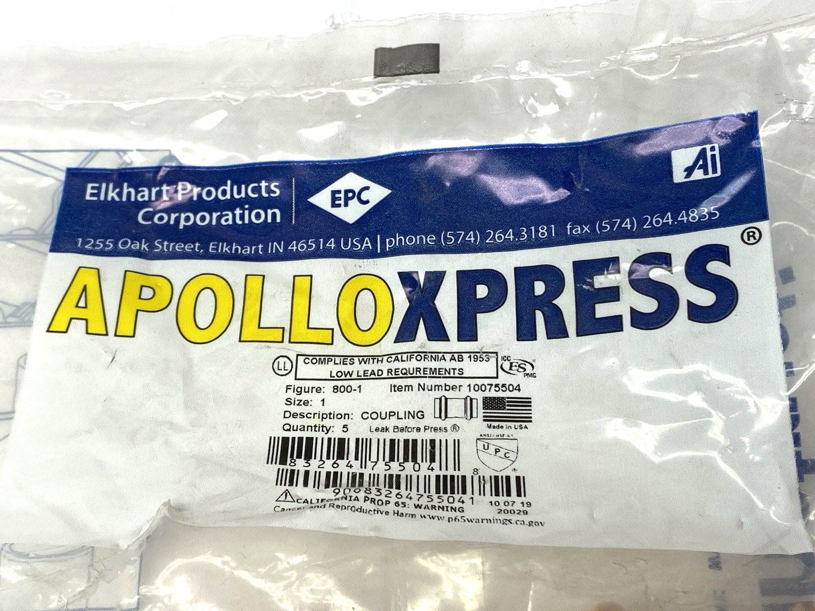 Apollo Press 10075504 Copper Coupling LOT OF 5 - Maverick Industrial Sales