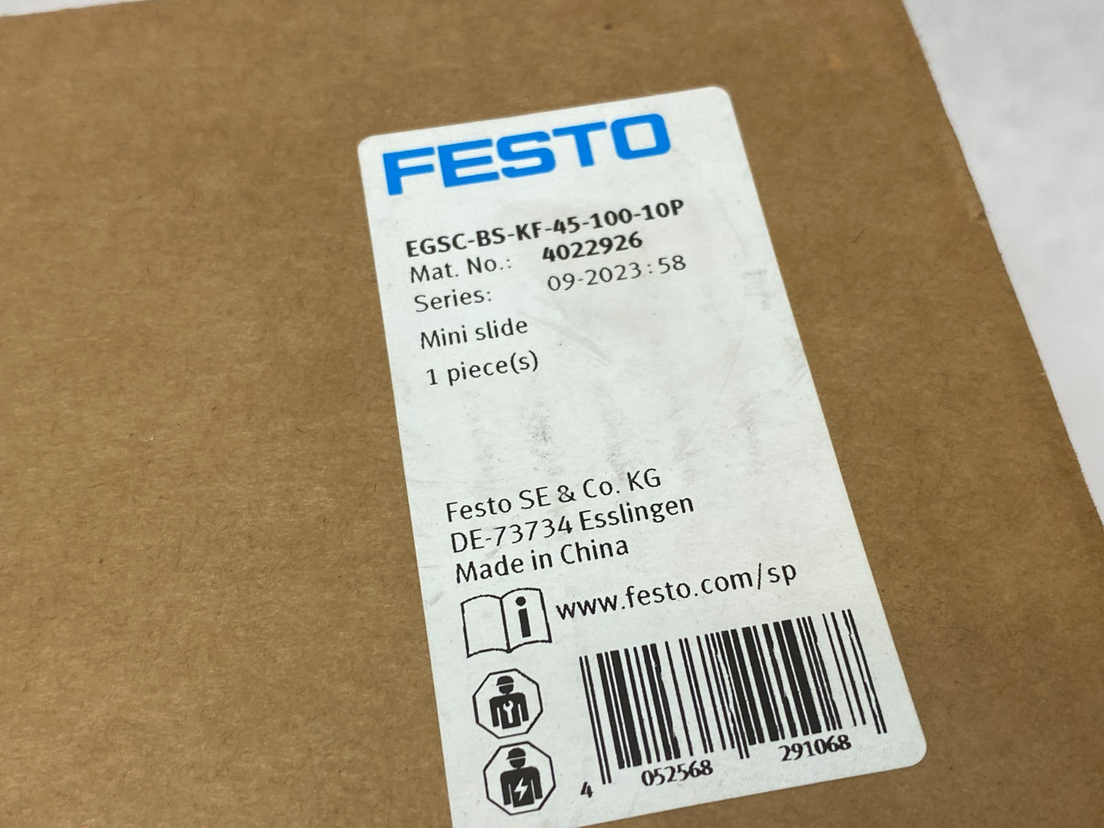 Festo EGSC-BS-KF-45-100-10P Mini Slide 100mm Stroke 4022926 - Maverick Industrial Sales