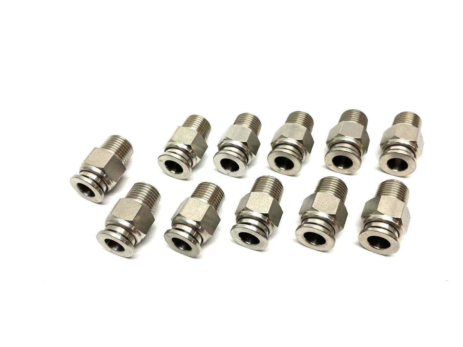 Stainless Steel Straight Snap-Connect Tube Fitting 6mm OD 1/8" Thread LOT OF 11 - Maverick Industrial Sales