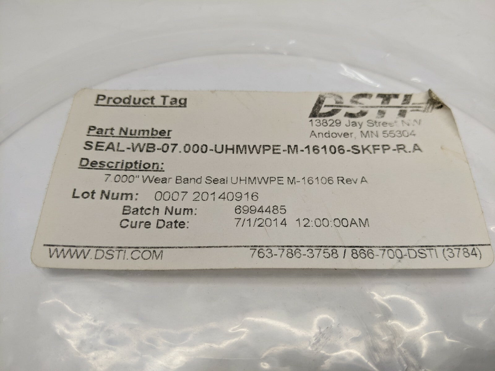 DSTI SEAL-WB-07.000-UHMWPE-M-16106-SKFP-R.A Wear Band Seal 7" - Maverick Industrial Sales