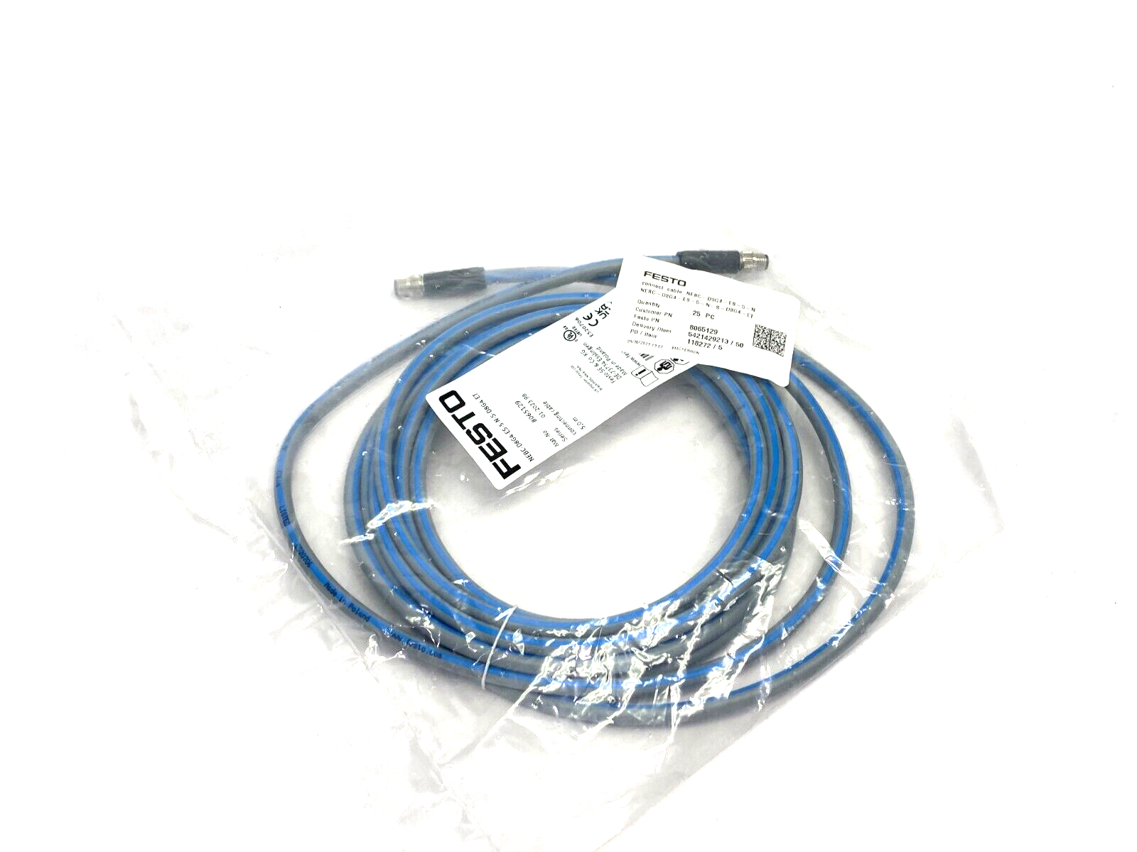 Festo NEBC-D8G4-ES-5-N-S-D8G4-ET Double Ended Connection Cable 8065129 - Maverick Industrial Sales