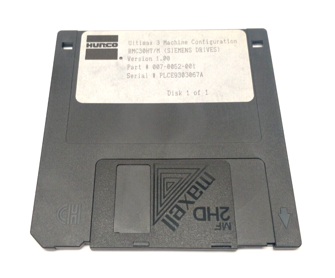 Hurco 007-0052-001 Version 1.00 Ultimax 3 Machine Configuration Disk BMC30HT/M - Maverick Industrial Sales