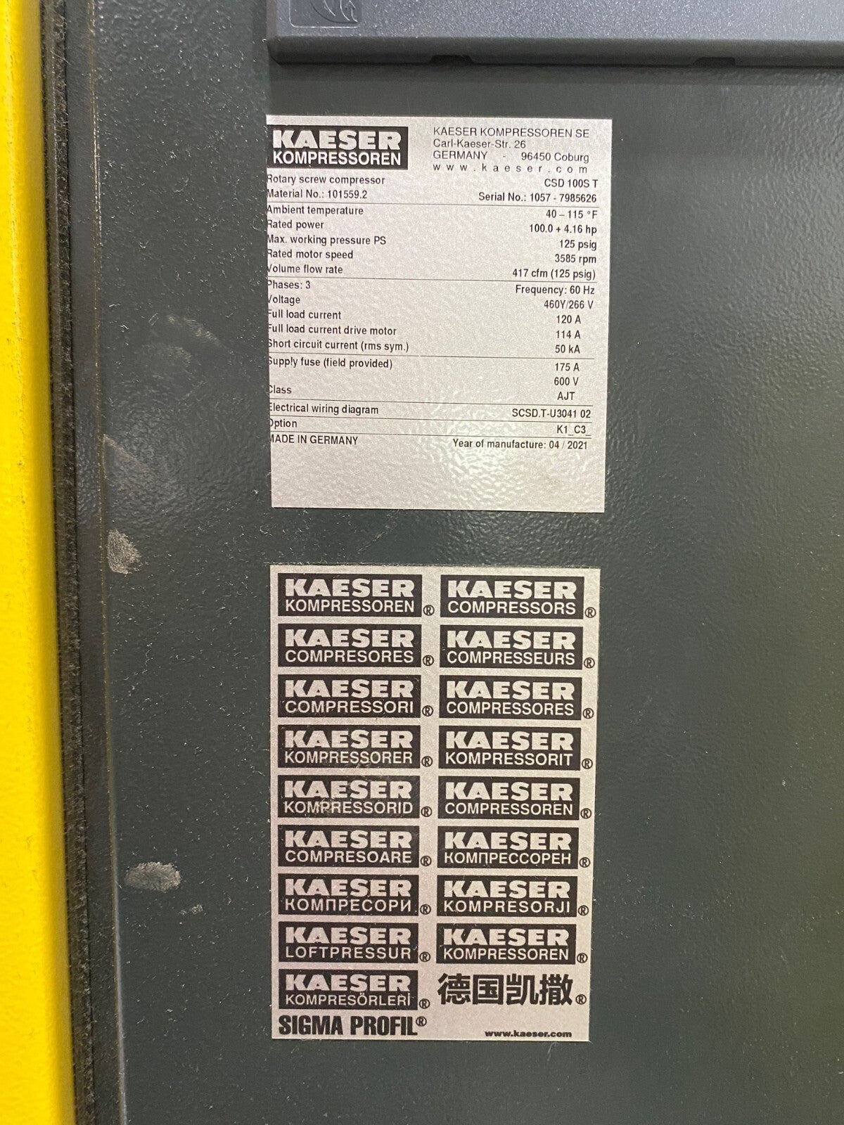 Kaeser CSD100ST Rotary Screw Air Compressor, CSD-100S-T, ABT 125 (2021) - Maverick Industrial Sales