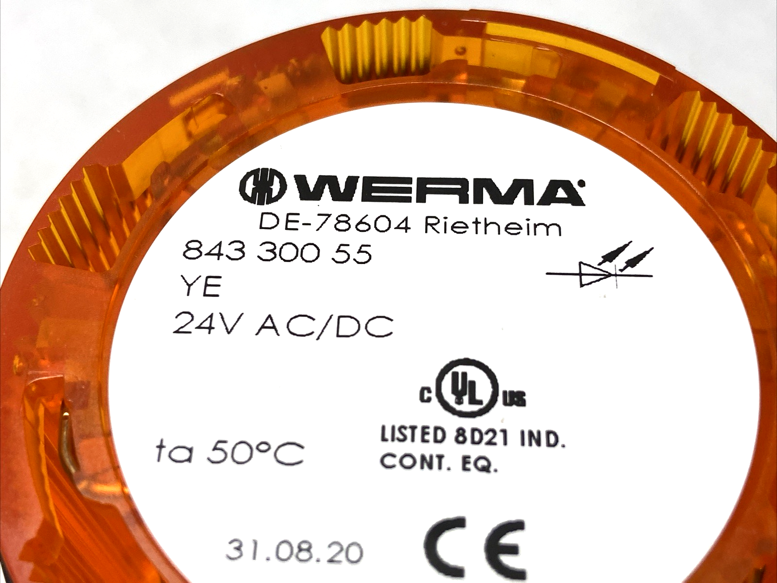 Werma 843-300-55 LED Permanent Light Element Yellow - Maverick Industrial Sales