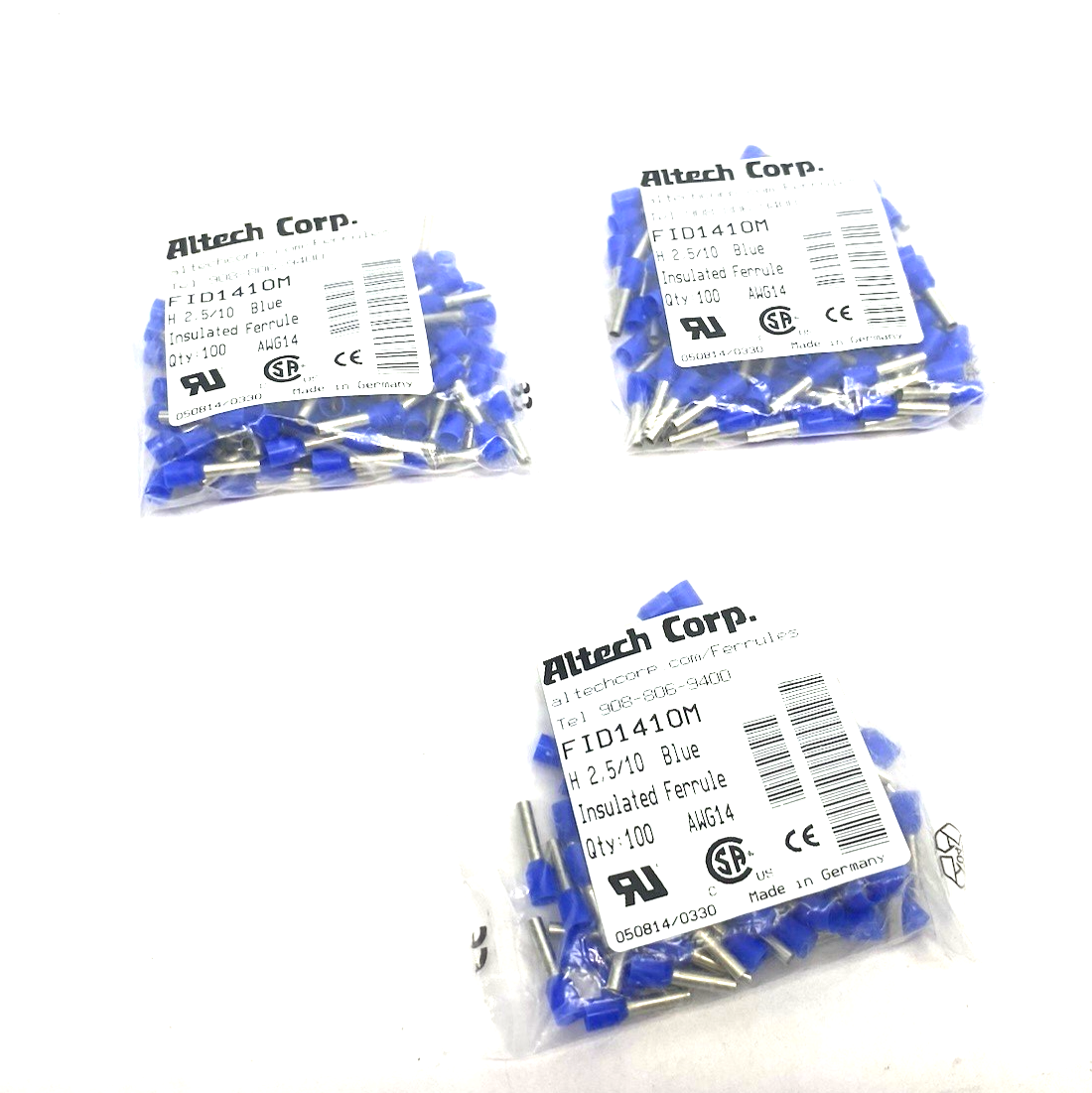 FIS1410M | Altech Crimp Ferrule Terminals 14AWG/2.5sqmm PACK OF 100, LOT OF 3 - New - Maverick Industrial Sales