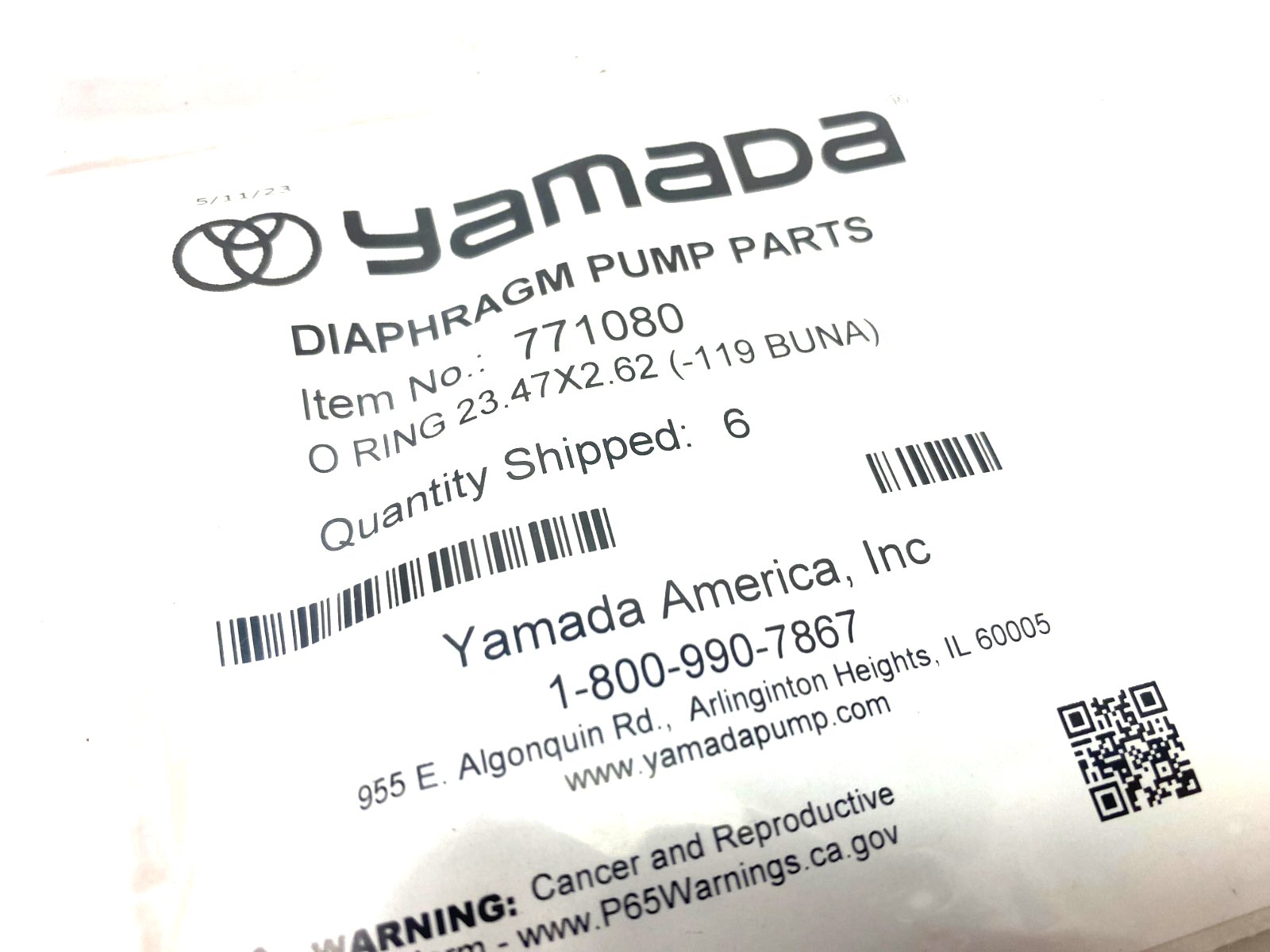 771080 | Yamada O-Ring Kit 23.47 x 2.62 (-119 BUNA) PKG OF 6 - New - Maverick Industrial Sales