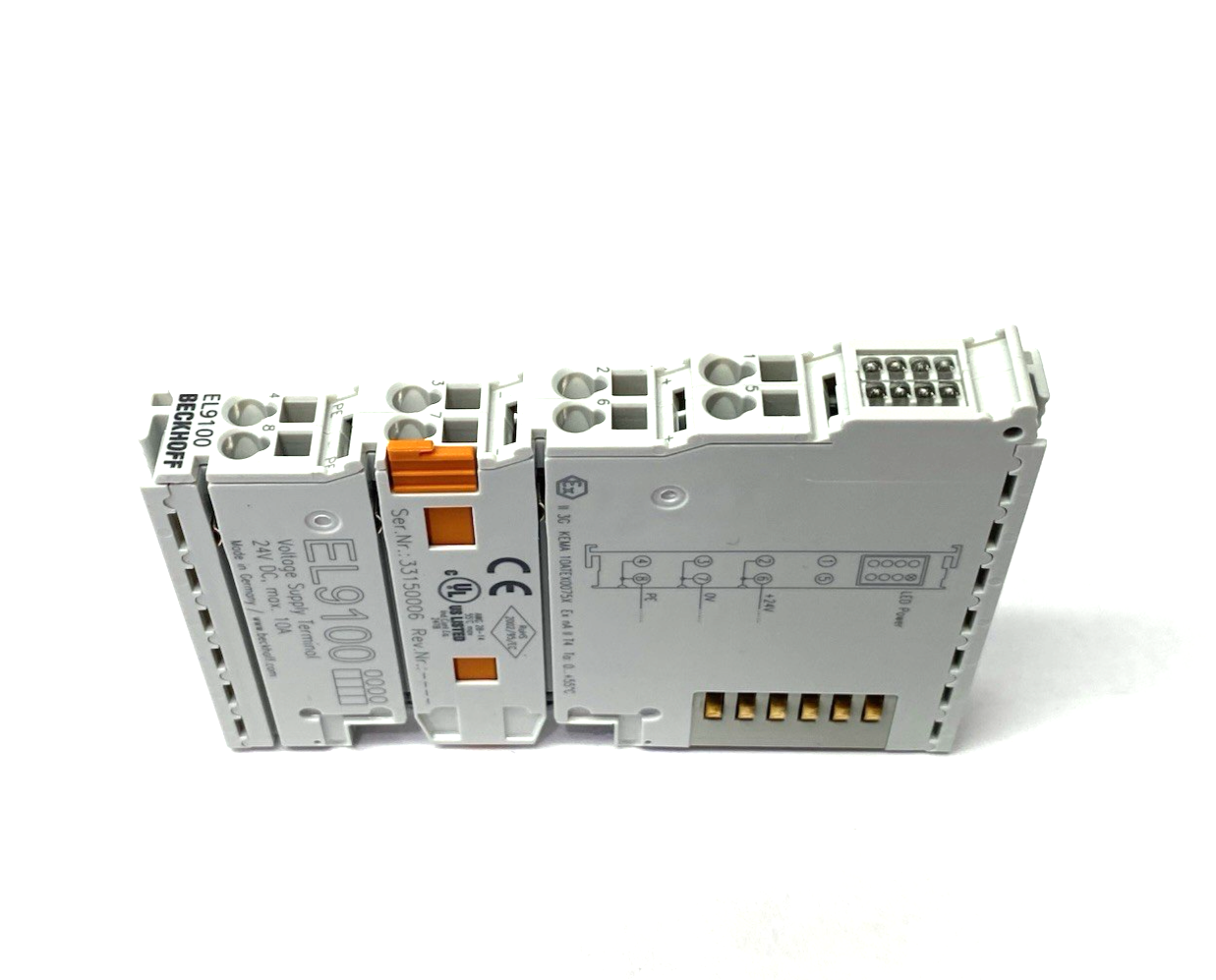 Beckhoff EL9100 Potential Supply/Voltage Supply Terminal Module, 24VDC, 10A - Maverick Industrial Sales