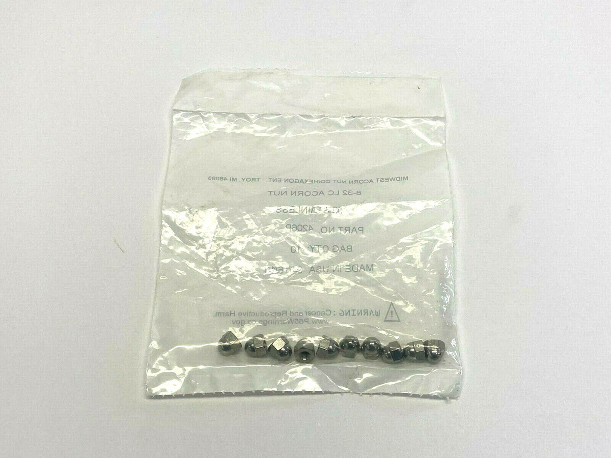 4206P | Midwest Low Crown Acorn Nuts 303 Stainless 8-32 BAG OF 10 - New - Maverick Industrial Sales