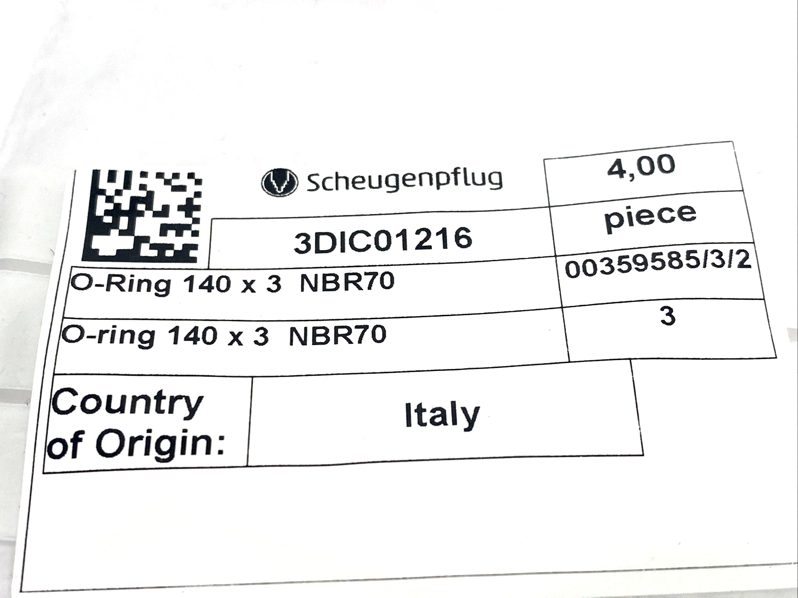 Scheugenpflug 3DIC01216 O-Ring 140 x 3 NBR70 - Maverick Industrial Sales