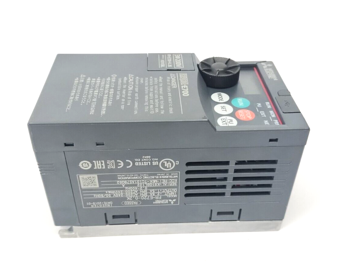 Mitsubishi FR-E720-0.2K Variable Frequency Drive 3PH 1/4HP 220/230VAC 0.2kW - Maverick Industrial Sales