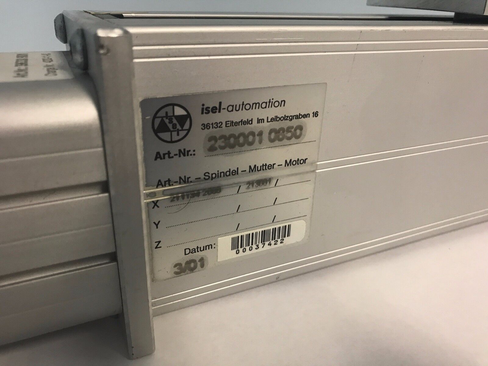 Techno-Isel 230001 0850 Linear Slide Actuator w/ 396330 9001 Stepper Motor - Maverick Industrial Sales