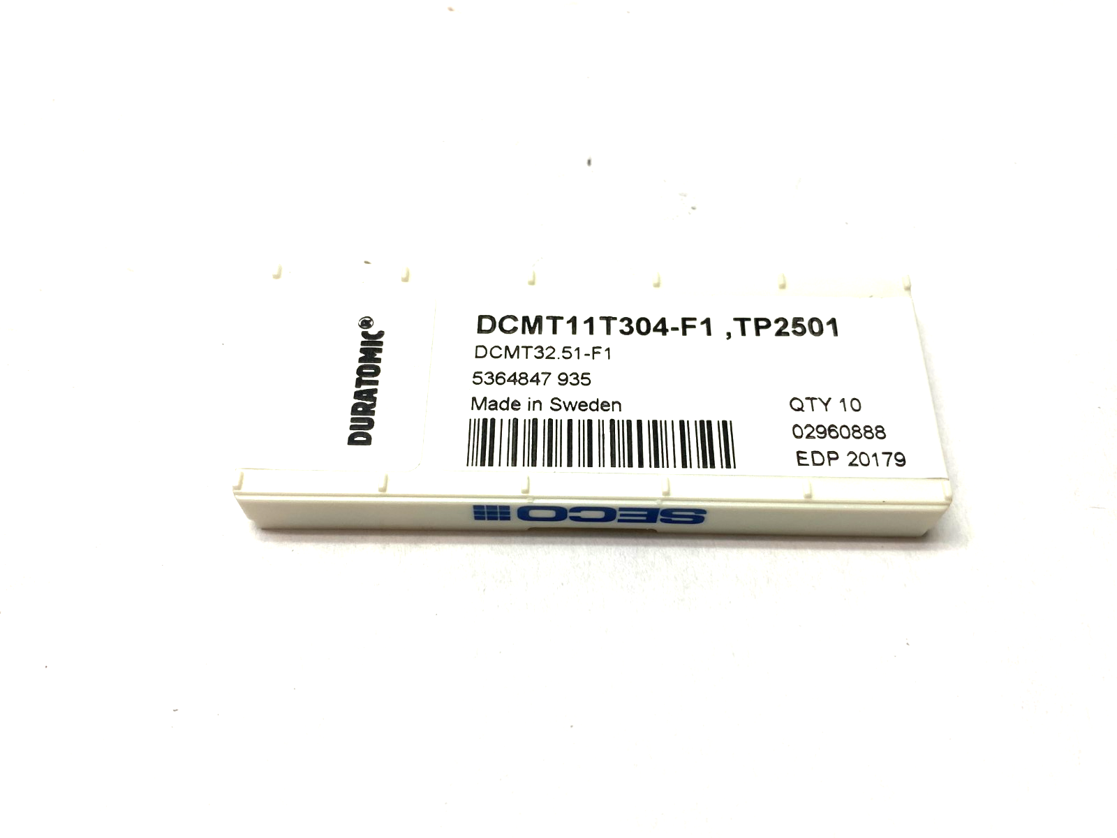 Seco DCMT11T304-F1, TP2501 DURTOMIC Insert for Turning DCMT32.51-F1 PKG OF 10 - Maverick Industrial Sales