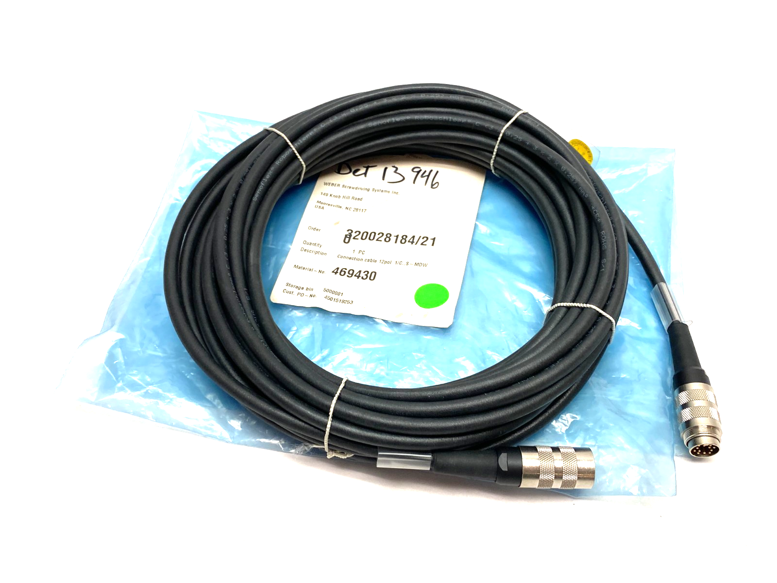 Weber 469430 Screwdriving System Connection Cable 12-pol ST140 - New – Open box - Maverick Industrial Sales