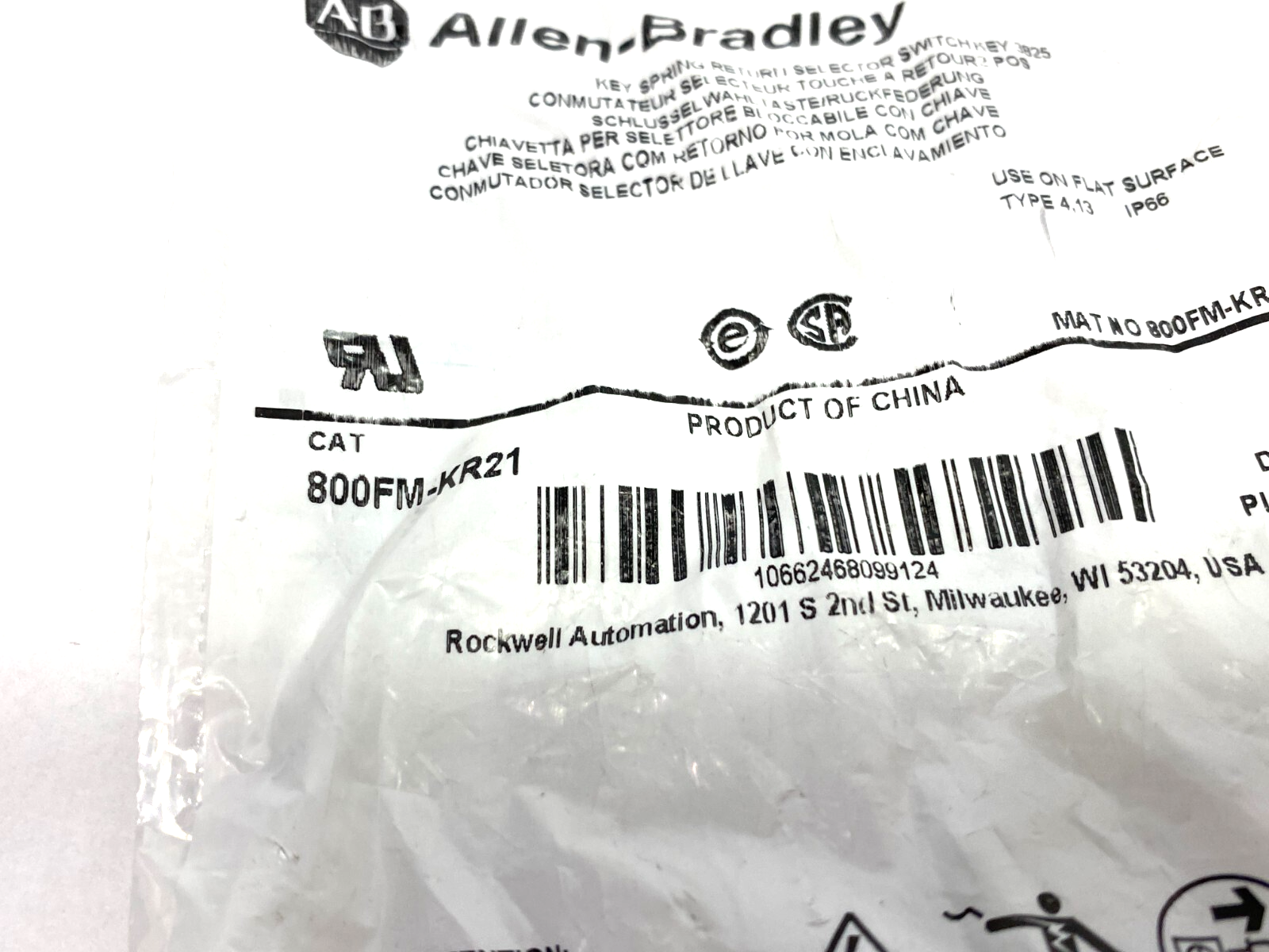 Allen Bradley 800FM-KR21 Ser. A Key Selector Switch Spring Return 22mm 2-Pos - Maverick Industrial Sales