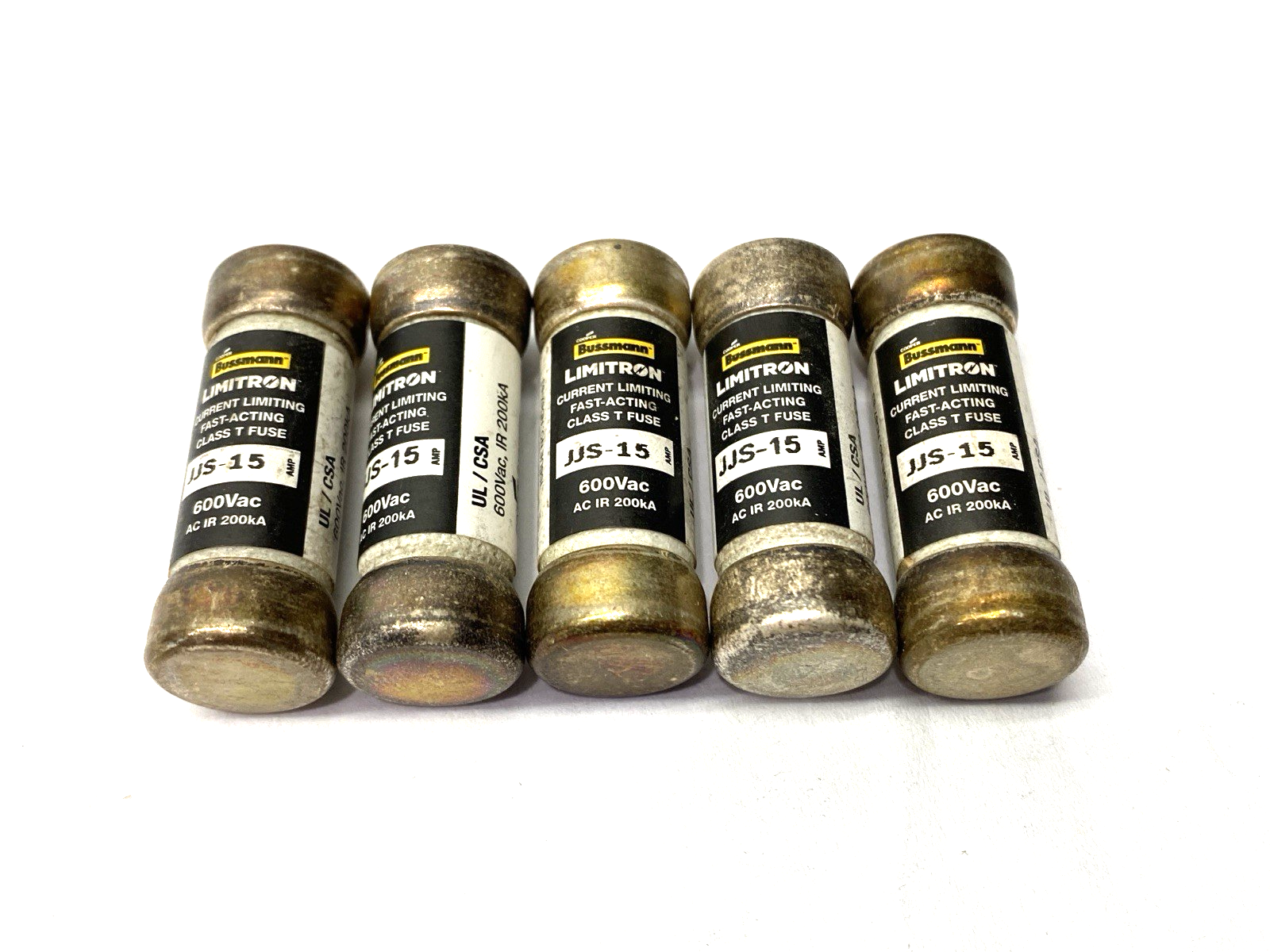 Cooper Bussmann JJS-15 Limitron Fast-Acting Fuse Class T 600VAC 15A LOT OF 5 - Maverick Industrial Sales