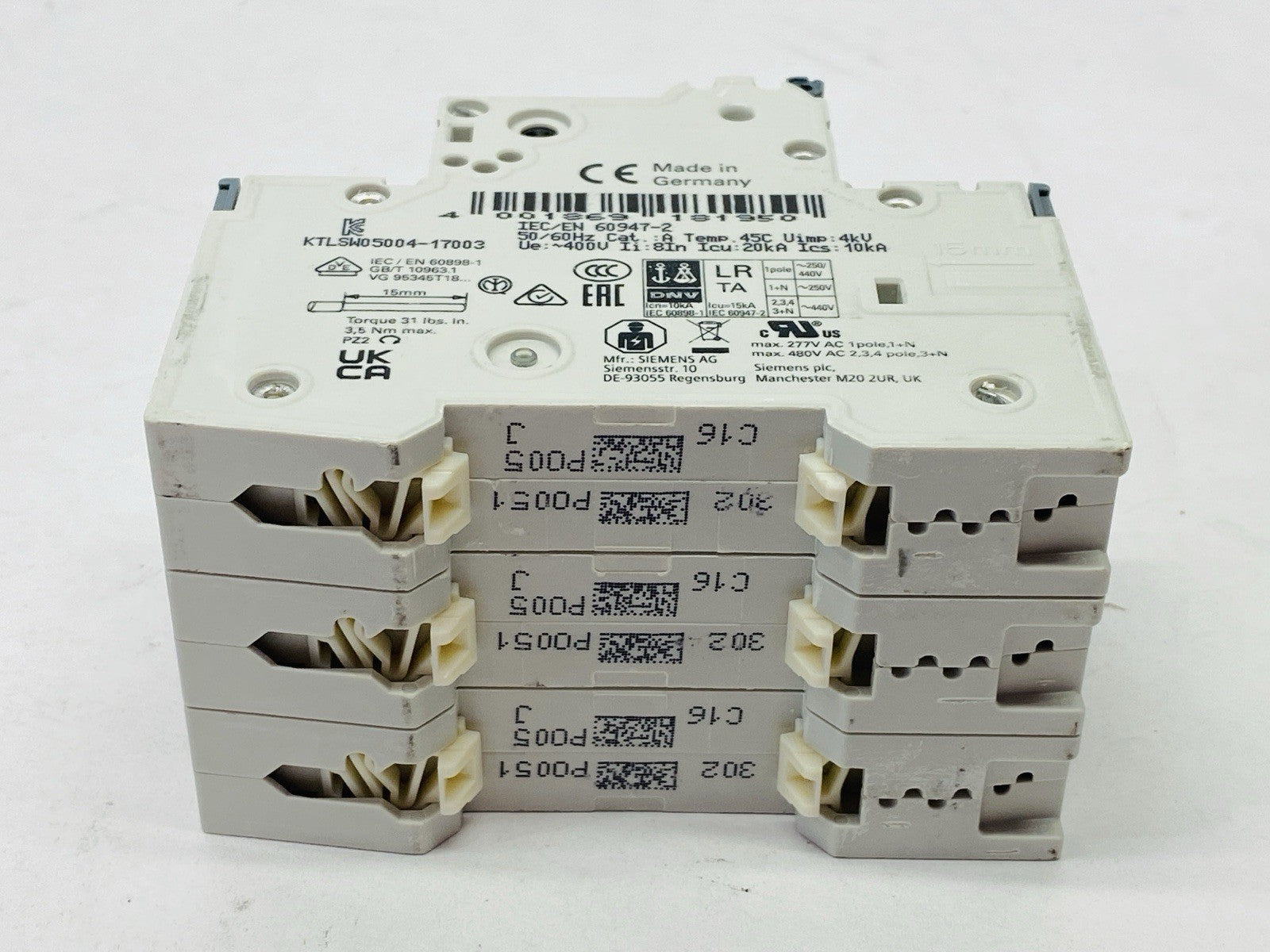 Siemens 5SY4316-7 Miniature Circuit Breaker 3-Pole 16A 16kA 400A - Maverick Industrial Sales