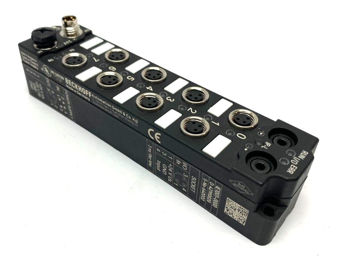 IE1001-0000 | Beckhoff Digital Input Link Extension Box 8-Channel 24VDC M8 - Used - Maverick Industrial Sales