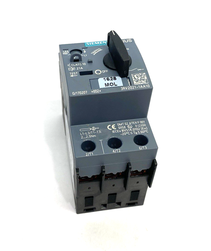 Siemens 3RV2021-1AA10 SIRIUS Motor Protection Circuit Breaker Size S00 - Maverick Industrial Sales