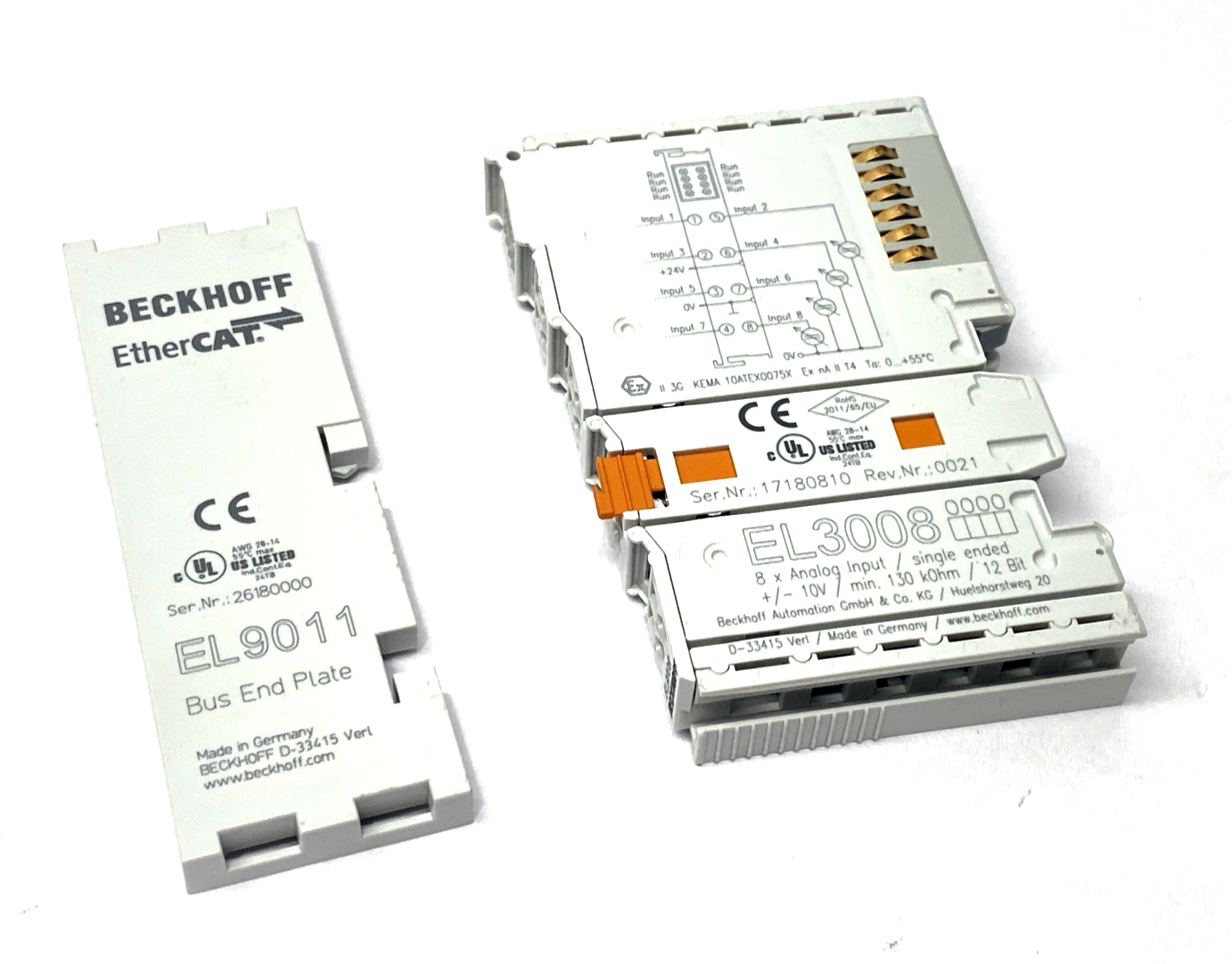 Beckhoff EL3008 EtherCAT Terminal, 8-Channel Analog Input Module - Maverick Industrial Sales