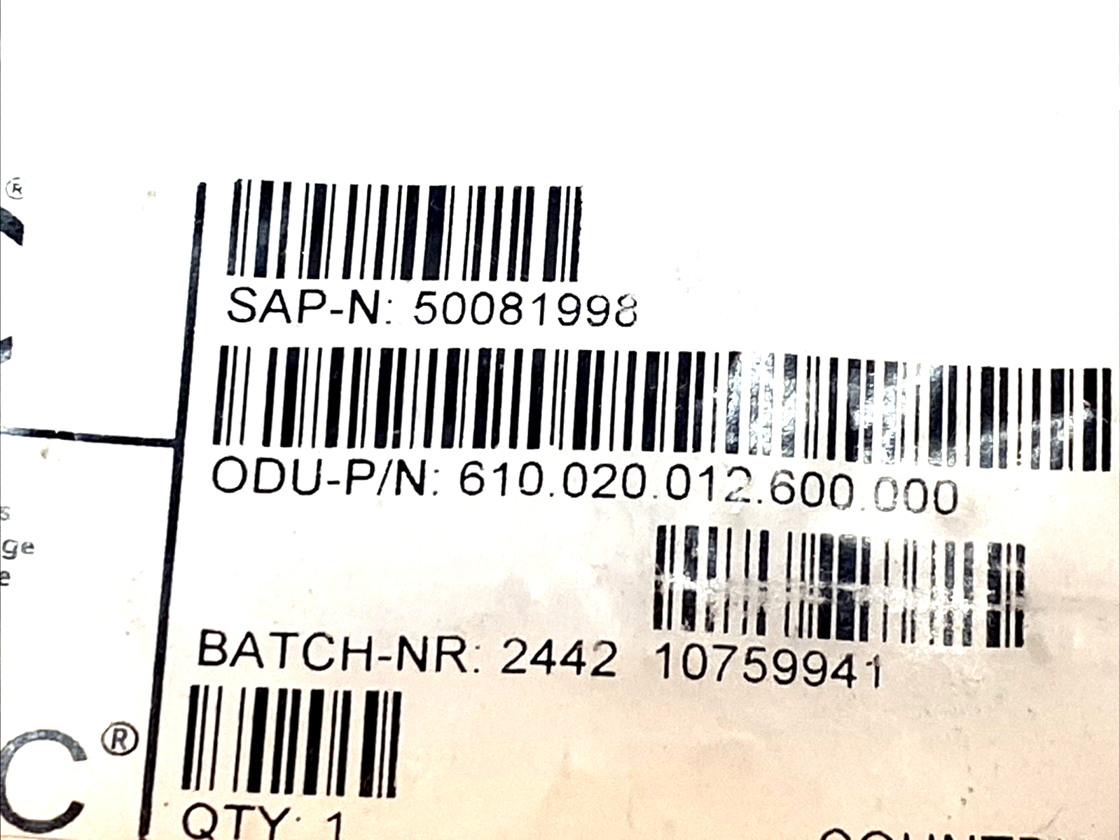 610.020.012.600.000 | ODU Mini-Snap L Receptacle - New – Open box - Maverick Industrial Sales