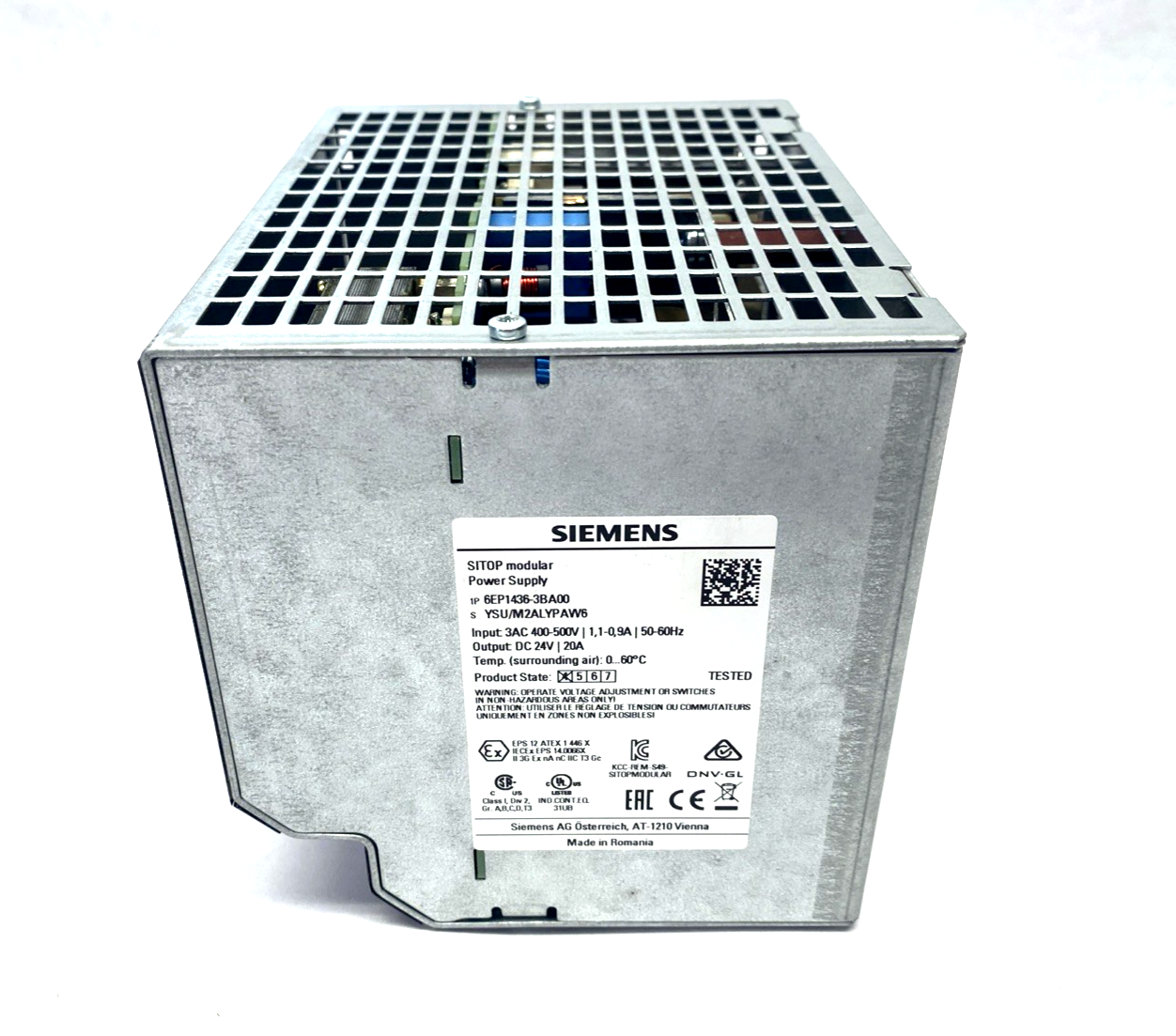 Siemens 6EP1436-3BA00 SITOP Modular Stabilized Power Supply 400-500VAC 24VDC 20A - Maverick Industrial Sales