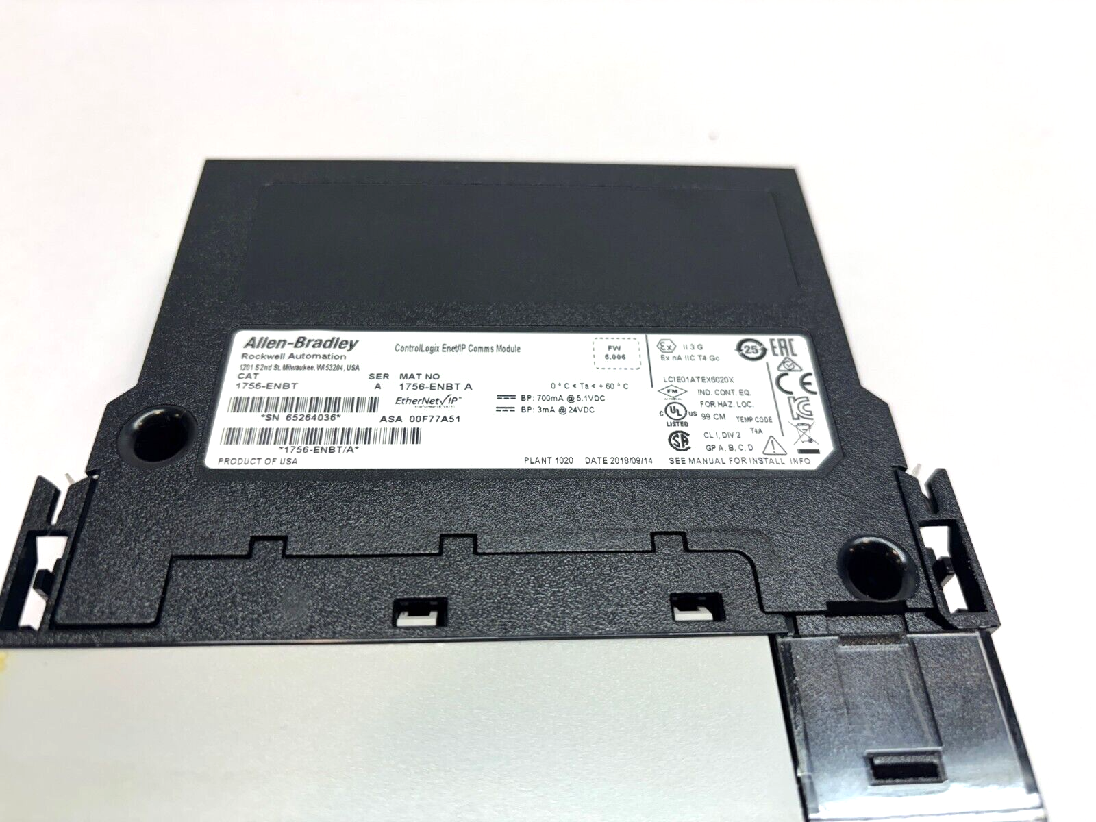 Allen-Bradley 1756-ENBT Ser. A ControlLogix Enet/IP Comms Module, FW 6.006 - Maverick Industrial Sales