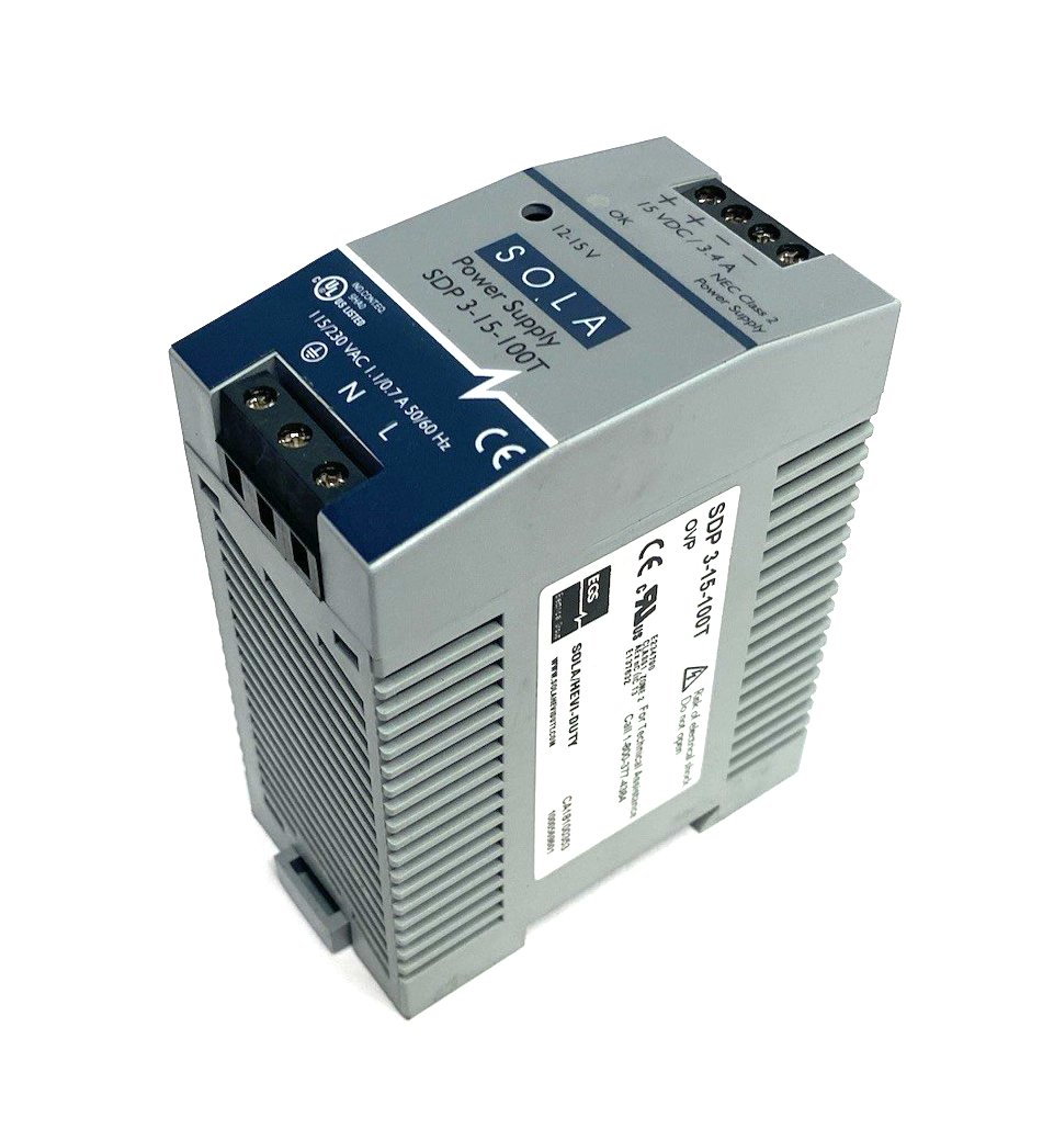 SDP 3-15-100T | EGS Sola/Hevi-Duty Power Supply DIN Rail 50W 15V - Used - Maverick Industrial Sales
