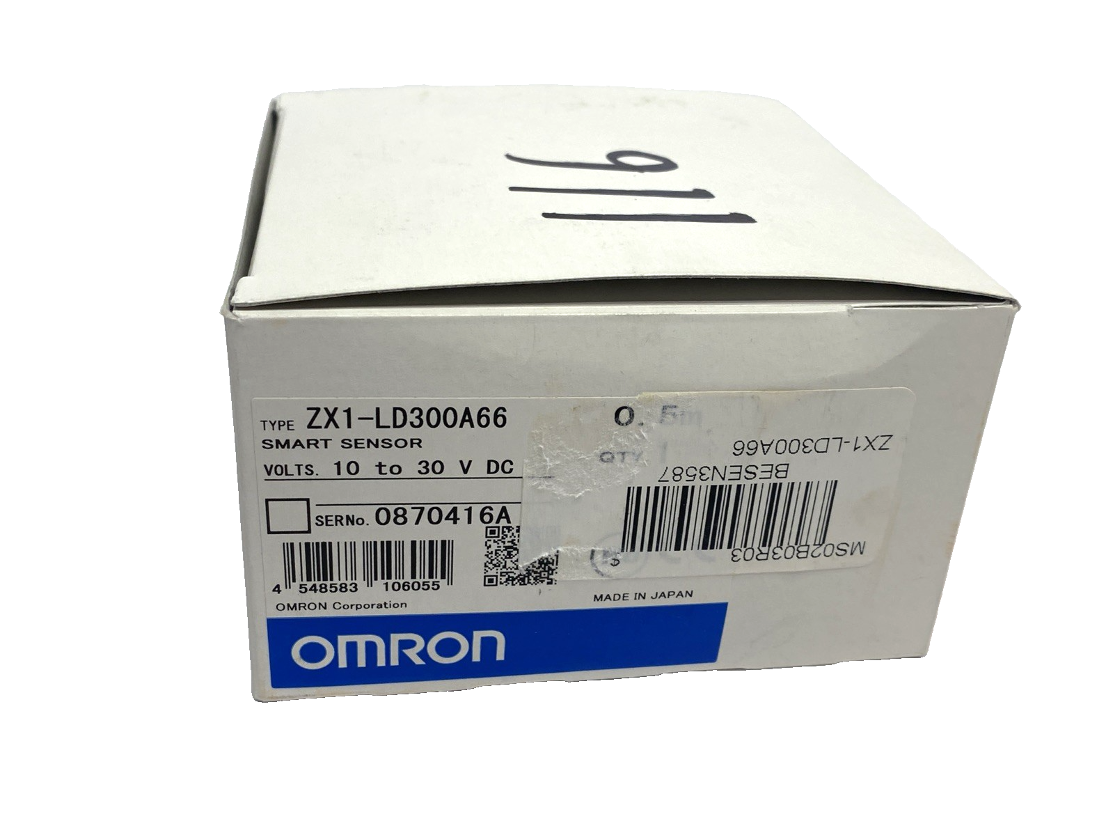Omron ZX1-LD300A66 Laser Displacement Sensor, 0.5m Pigtail Connector, NPN - Maverick Industrial Sales