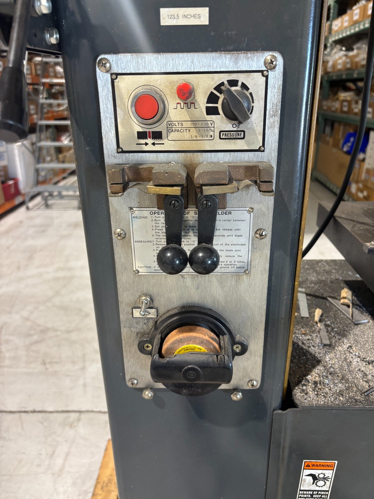 Dake V-16 Vertical Bandsaw, 2HP, 2.5kVA Welder, 230, Blade welder grinder shear - Maverick Industrial Sales
